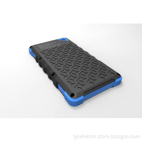 2015 solar power bank 5000mah waterproof, rubber case dual USB outputs